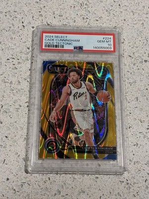 2024-25 Select Cade Cunningham #224 Gold Tectonic Prizm 2/10 PSA 10 GEM JERSEY #