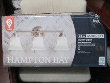 Hampton Bay 3-Light Brushed Nickel Bathroom Vanity Light w/ Frosted Glass Shades