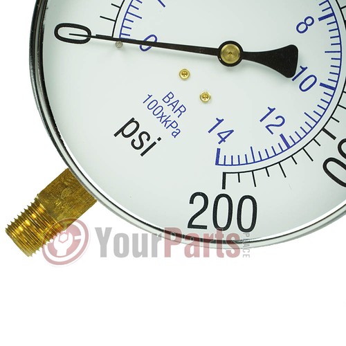 Large 4.5" 200 PSI Air Compressor Tank Pressure Gauge 1/4" Male NPT Threads - Picture 3 of 6