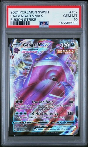 2021 POKEMON SWORD & SHIELD FUSION STRIKE #157 FULL ART/GENGAR VMAX PSA 10