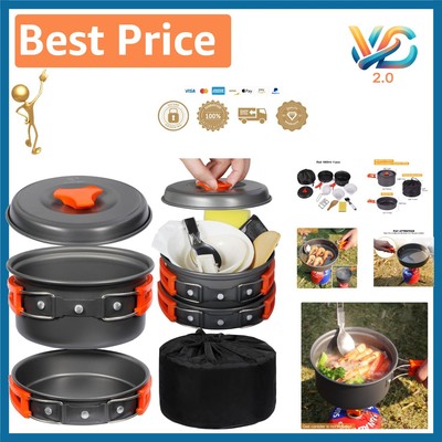 Campfire Cookware Set with Non-Stick Pots and Utensils - Ideal for Adventurers