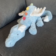 Jellycat NWT Large Dragon Plush Stuffed Animal Sky Blue Rainbow Authentic