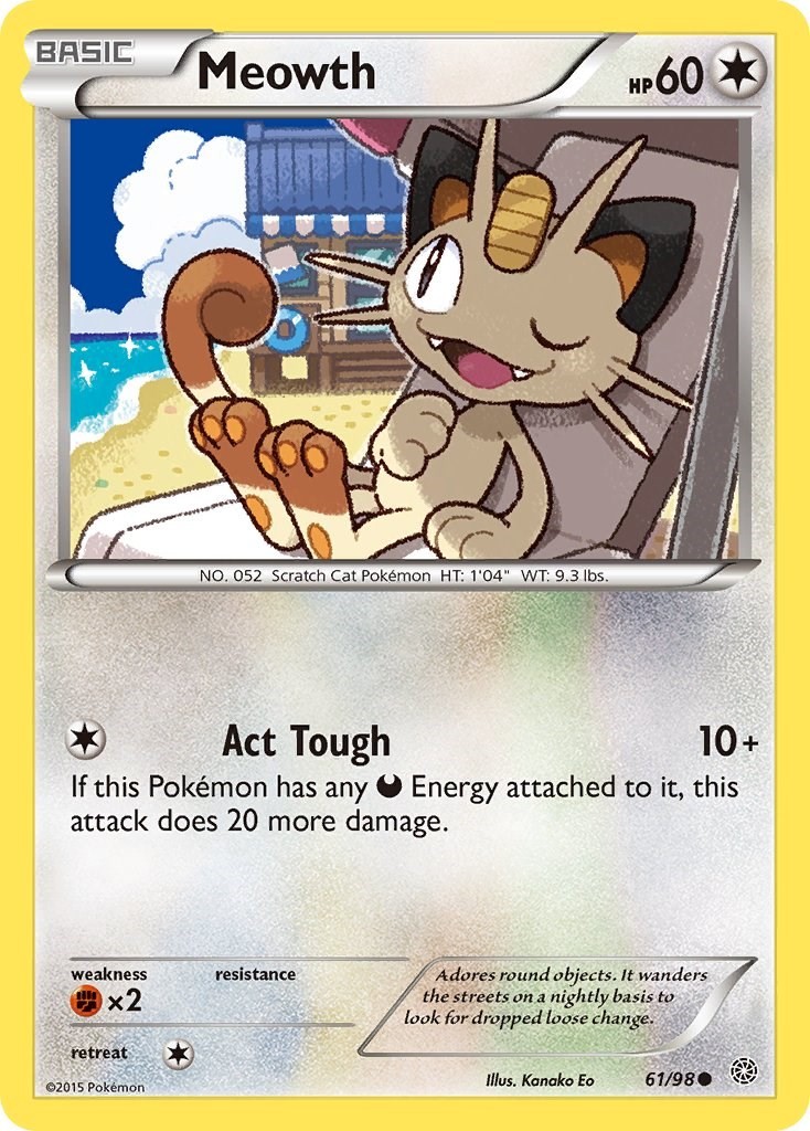 Meowth 61/98 Common XY - Ancient Origins Pokémon Card