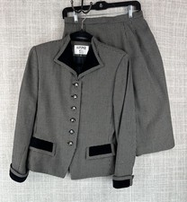 Kasper A.S.L. Skirt Suit Womens 8P Black Houndstooth Tweed Lined Tailored