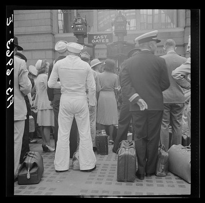 New York NY Pennsylvania Station 1942 Passengers Waiting for Trains East Gates