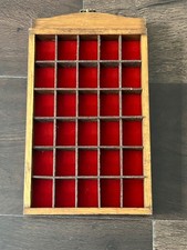 Vintage Wooden Rectangle Display Case Rack Holder Wall Shelf Thimble Holds 30