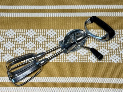 EKCO Egg Beater Hand Crank Mixer Black Handle USA Vintage Stainless Steel  ECKO