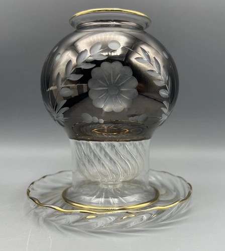 Vintage Votivkerzenhalter aus geätztem Glas schwarz und gold - Bild 2 von 12