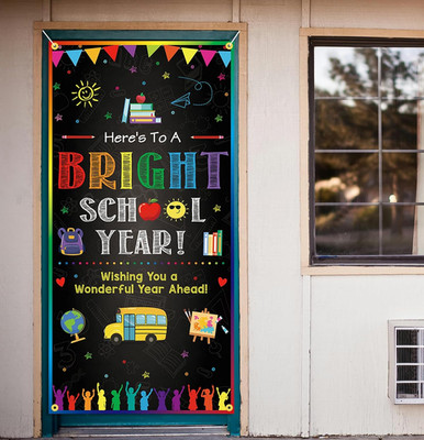 Here S to a Bright School Year Door Cover Banner 71 X 35 Inch Welcome Back to Sc