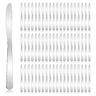 Bulk 150 Stainless Steel Dinner Knives - 8.3 Inch Butter Knife Set