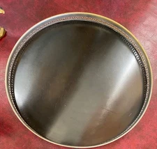 VTG William Adams Towle Serving Tray 16" Italy Silver Plate Black Formica