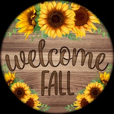 Welcome Fall Sunflowers Wreath Sign