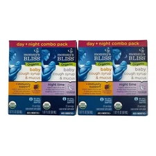 2 Pks Mommy's Bliss Organic Baby Cough Syrup & Mucus Day & Night Exp 12/25 NEW