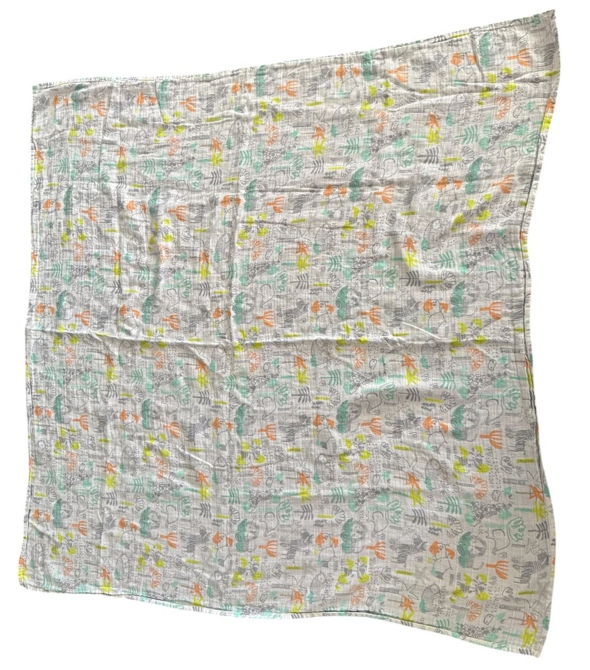Gymboree 新生儿薄纱襁褓毯丛林动物 38x38 柔软棉 Lovey — 第 4/4 张图片