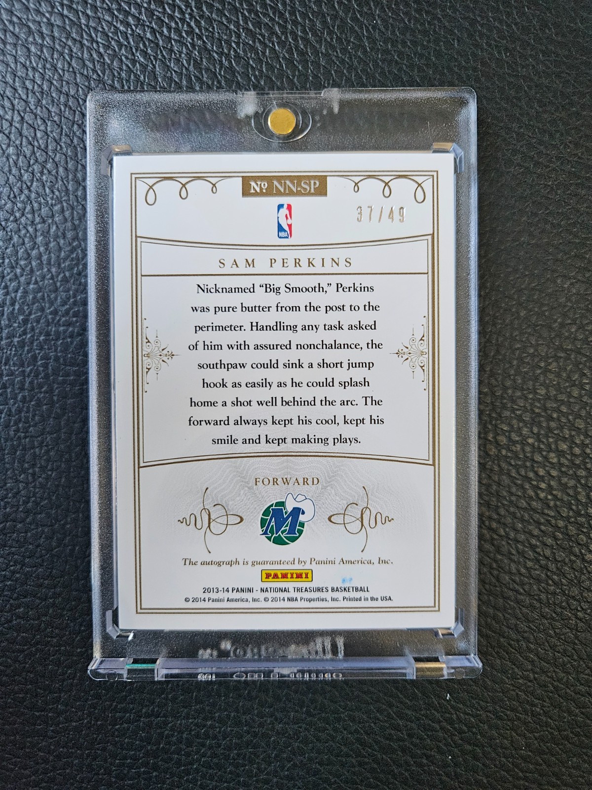 Sam Perkins 2013 Panini National Treasures Notable Nicknames #/49 Auto Inscribed view 2
