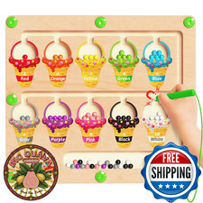 Magnetic Color  Number Maze Montessori Toy for 2 3 4 Year Old Kids Wooden Puzzl