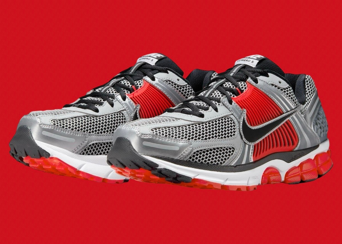 Nike Air Zoom Vomero 5 Silver Black Red Mens Size 11 FJ4151-005 NEW Authentic Nike Air Zoom Vomero 5 Metallic Silver Black Bright Crimson  main image 3