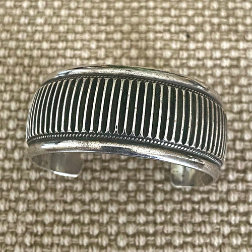 Native American Navajo Sterling Silver Ribbed  1” wide Heavy Gauge 70 gr  Cuff 