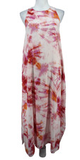 Ann Taylor Maxi Dress Womens Medium Pink Tie Dye Sleeveless Coastal Beach New