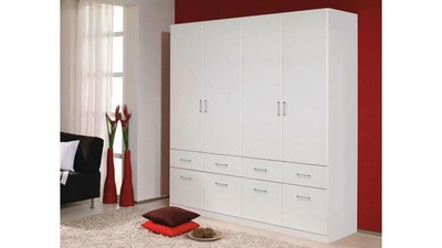 Kleiderschrank Drehtürenschrank Schlafzimmerschrank Schrank Aalen weiß 181 cm