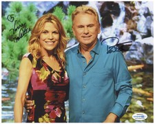 Vanna White Pat Sajak Signed Wheel of Fortune  8x10 Photo ACOA