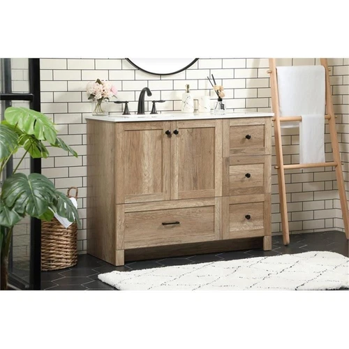 Elegant Decor Soma 42" Aluminum MDF Single Bathroom Vanity in Natural Oak - Picture 2 of 8