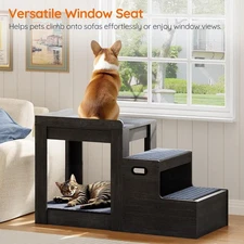 HOOBRO Pet Bunk Bed w/ Removable Stairs Storage Compartment and 4 Non-Slip Mats