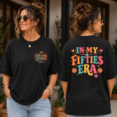 Personalisiertes T-Shirt In My Fifties Era Frauen 50. Geburtstag