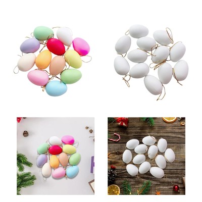 12 Stück Deko Osterei, DIY Bemalen Künstliches Basteln mit Seil für Party