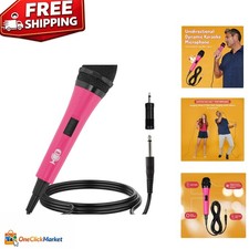 Dynamic Unidirectional Pink Microphone for Karaoke   Mute Function  10.5ft Cord