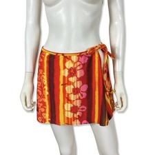 Catalina Women's Vintage Hawaiian Tropical Floral Swim Cover Skirt M