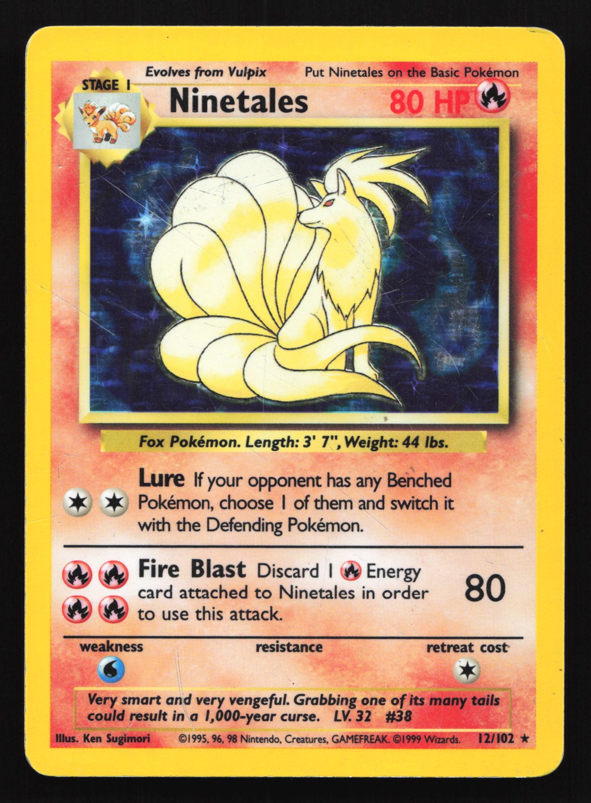 Ninetales 12/102 Base Set Holo Rare Pokemon Card