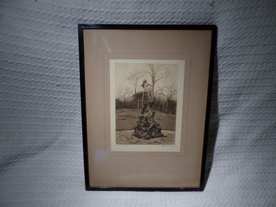 Vintage signiertes Radierungsbild - Peter Pan s Statue Kensington von Peter Johnson