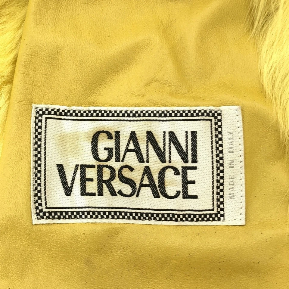 GIANNI VERSACE 1990's Mouton Leather Fur Coat Beige Yellow 42 Used MESC-0 - Image 3 of 4