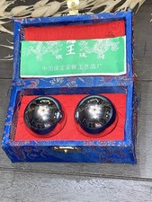 B7 Chinese Health Chrome Exercise Stress Baoding Balls Relaxation Therapy Blue