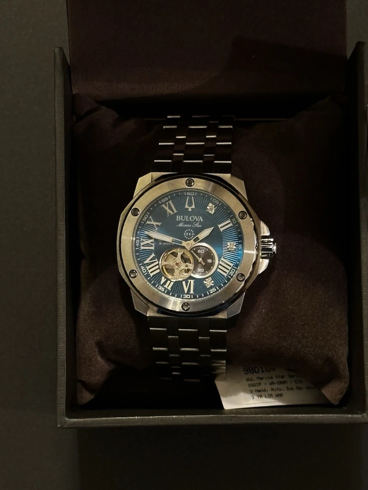 Bulova Marine Star Diamonds Marc Anthony Automatic Blue Dial Men's Watch 98D184 - Image 3 of 4