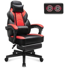Meilocar Adjustable Gaming Chair w/Footrest, Massage Lumbar Support Open Box 