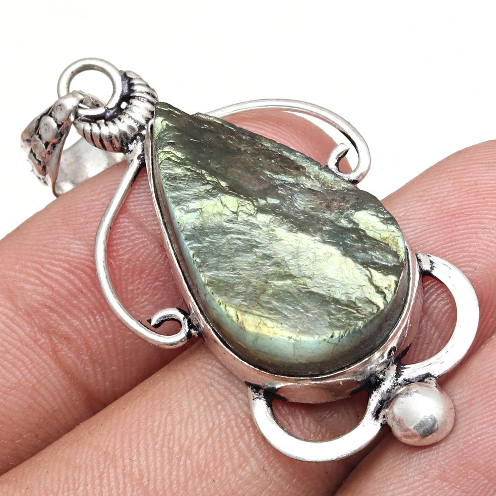 Labradorite Drusy Gemstone Necklace Handmade Jewelry Gift For Women 2 Inch-image