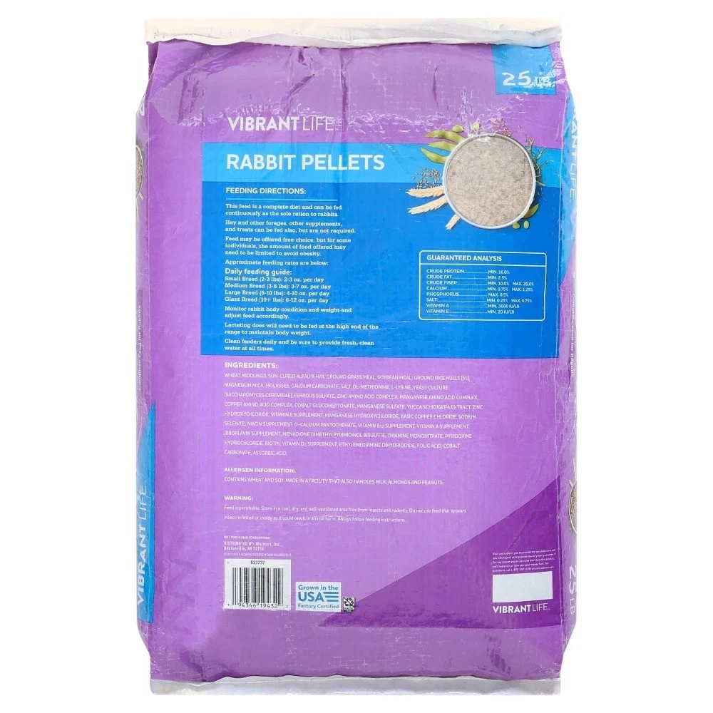 Rabbit Food Pellets, 25 lb Bag, Natural Hay Based Feed for Adult Rabbits, High - thumbnail 6