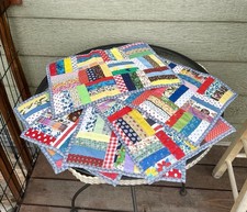 VTG Set of 6 Handmade Quilted Scrappy Strip-Pieced Design Patchwork Placemats