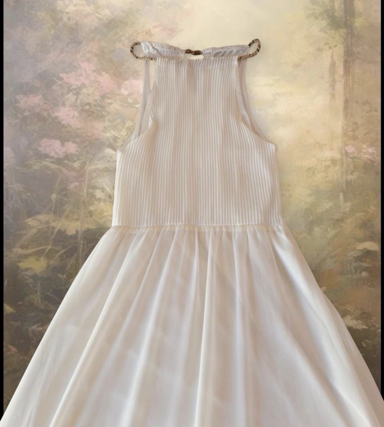 ELLA White flowy maxi dress with pleated halter neck top size Small