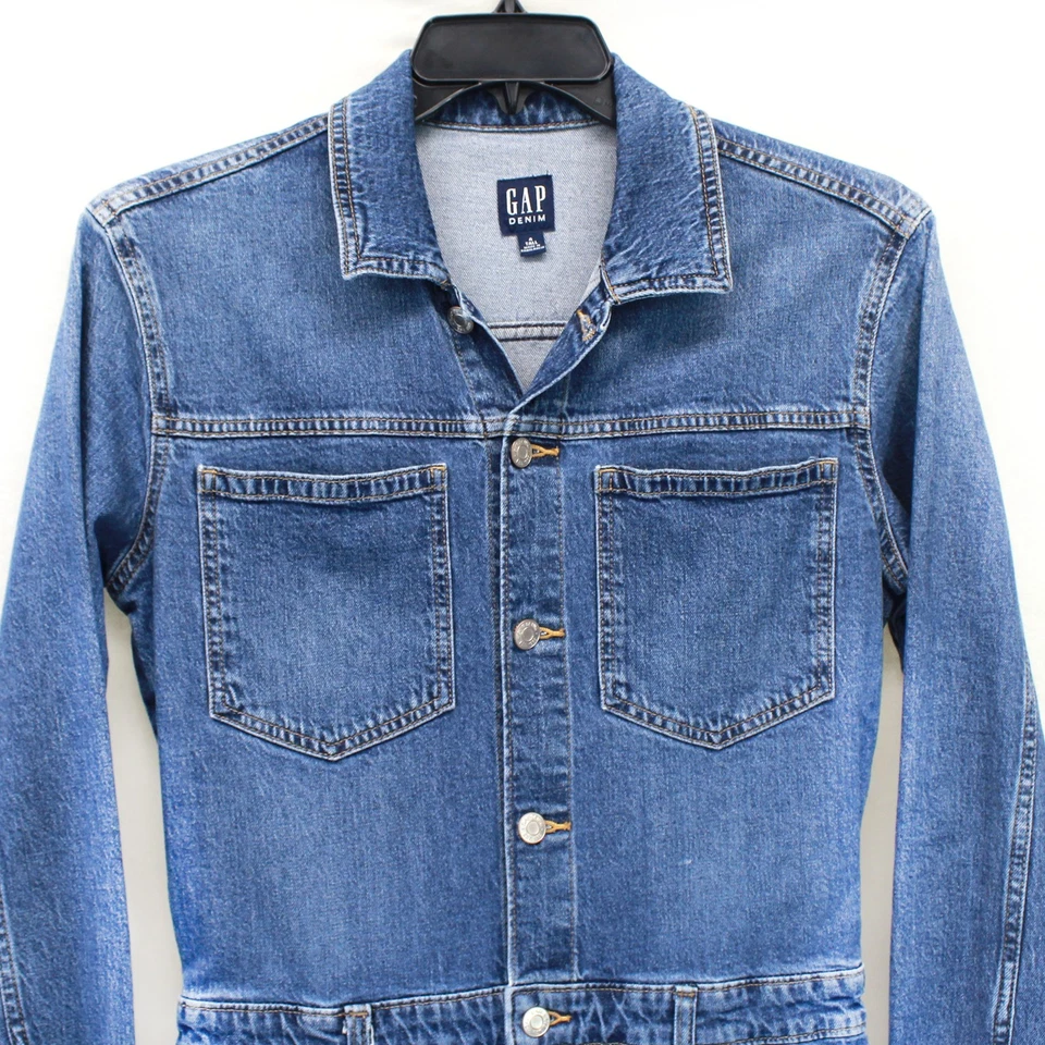 Mono de mezclilla Gap Tall mono bolsillo estilo años 90 informal para mujer talla 4 S Foto 2 de 4