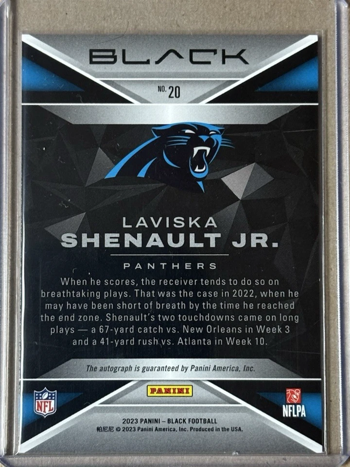 Laviska Shenault Jr. Emerald /10 2023 Panini Black Autograph #20 - Image 3 of 3