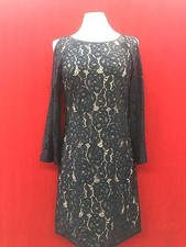 ADRIANNA PAPELL DRESS/NAVY/LACE/RETAIL$159/COLD SHOULDER/SIZE 8/LINED/LENGTH 37