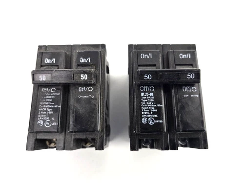 2pcs Cutler-Hammer Eaton BR250 2 Pole 120/240V 50 Amp Circuit Breaker