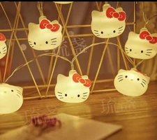 Sanrio Hello Kitty Plastic Light Up String Lights White & Pink - 10 NIP 6 Ft
