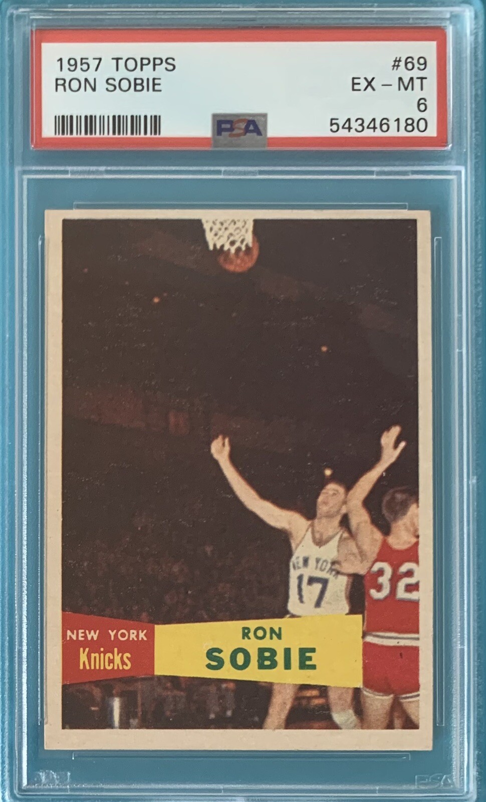 1957 Topps #69 Ron Sobie PSA 6 EX-MT  New York Knicks