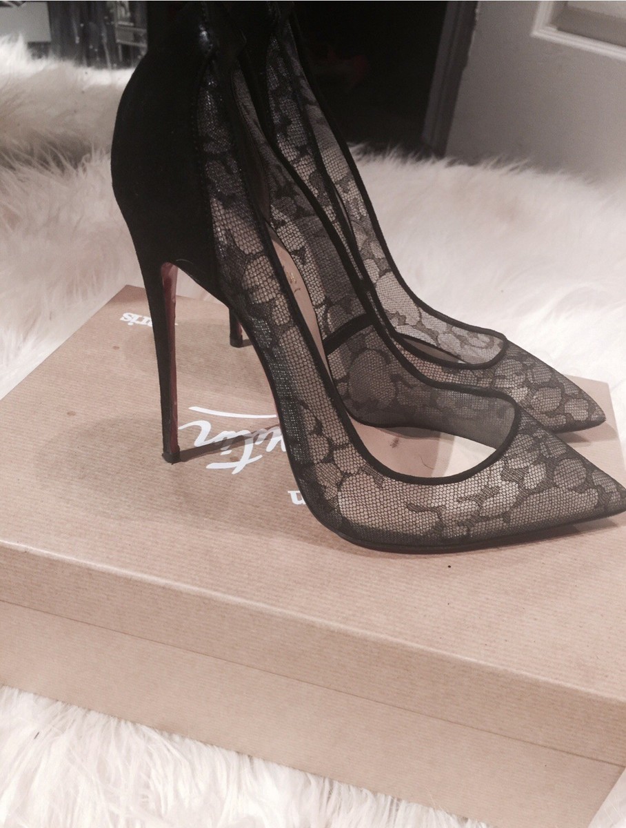 Christian Louboutin black pigalle lace Follies Sz 38.5 SOLD Christian Louboutin black pigalle lace Follies Sz 38.5 SOLD