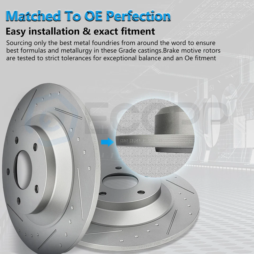 Rear Ceramic Brake Pads And Rotors For Chrysler Voyager 2007 Dodge Grand Caravan Foto 3 de 4