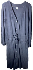 Old Navy Womens long sleeve faux button-up dress w/ drawstring, size M Tall